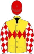 Yellow, Red triple diamond, White sleeves, Red diamonds, Red cap