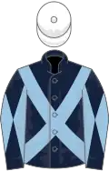 Dark blue, light blue cross belts, diabolo on sleeves, white cap