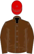 Brown, red cap