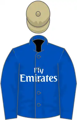 royal blue, beige cap