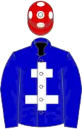 Blue, white cross of lorraine, red cap, white spots