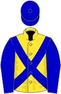 Yellow, blue cross belts, sleeves and cap
