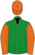 Green, orange sleeves and cap