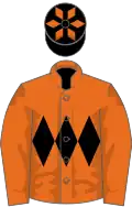Orange, black triple diamond, black cap, orange diamonds