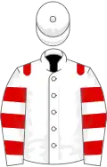 White, red epaulets, hooped sleeves