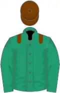 Emerald green, chocolate epaulettes and cap