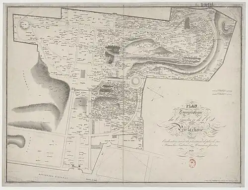 Plan du cimetière du Père-Lachaise, 1828