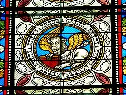 Le lion de saint Marc, détail d'un vitrail.