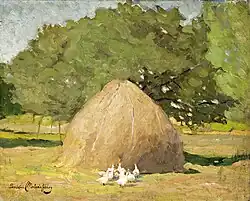Idylle à la ferme, huile sur toile, 39&nbsp;×&nbsp;49&nbsp;cm.