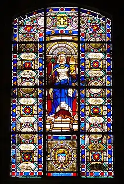 Vitrail du XIXe&nbsp;siècle représentant Blanche de Castille.