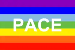 Drapeau de la paix italien (Pace signifie « paix »).