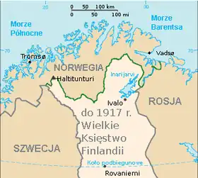 Carte de la frontière terrestreentre la Finlande et la Norvège