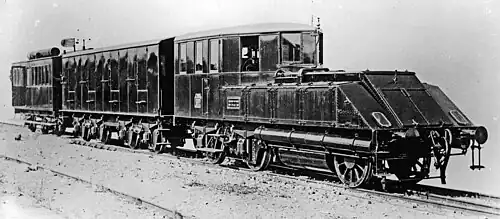 Prototype de locomotive électrique rapide 1Bo du PLM, alimenté en 360&nbsp;V par accumulateurs, 1896-1905.