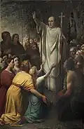 Saint Amand prêchant la foi dans les Flandres (Ronse)