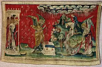 5e et 6e&nbsp;coupes versées sur le trône et l'Euphrate.