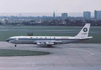 PP-VLU, le Boeing 707 de Varig impliqué, ici photographié à l'aéroport de Londres-Heathrow en mars 1978.