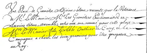 Proposition de nomination de Lemonnier et Outhier.