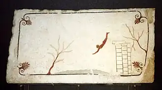 Dalle de la tombe, avec le plongeur.