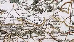 Carte du XVIIe&nbsp;siècle représentant la région de Palaiseau.