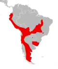 Aire de répartition du Chat des Pampas (Leopardus colocolo) considéré comme une espèce unique.
