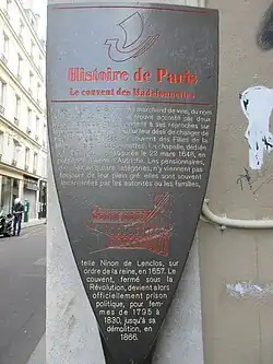 Panneau Histoire de Paris « Couvent des Madelonnettes »