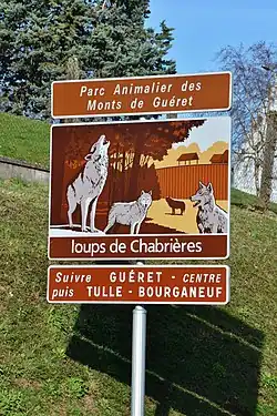 Panneau du Parc animalier des monts de Guéret, près de Guéret