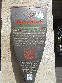 Panneau Histoire de Paris : « Rue de la Ferronnerie ».