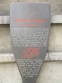 Panneau Histoire de Paris « La Villa des Ternes ».