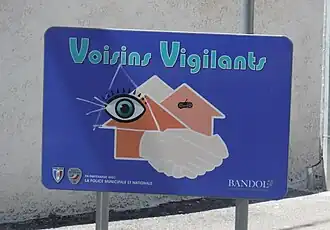 Panneau Voisins vigilants à Bandol (Var).
