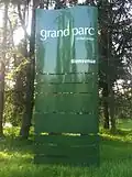 Panneau de bienvenue du parc de Miribel-Jonage, sur le territoire de Miribel.