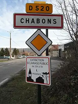 Panneau d'entrée de Châbons.