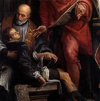 Paolo Veronese, ap. 1585. Conversion de saint Pantaléon, détail. Saint Pantaléon, Venise