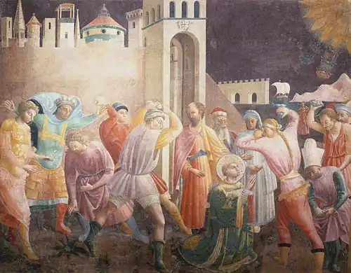 Lapidation de saint Étienne. Fresque, Duomo, Prato. 1435