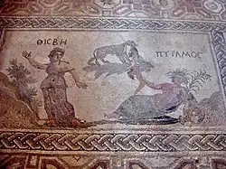 Mosaïque de Pyrame et Thisbé. Villa de Dionysos. Paphos (Chypre).