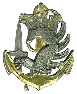 Insigne de béret parachutiste des TDM, porté de 1957 à 1962 et de 1971 à 2017.