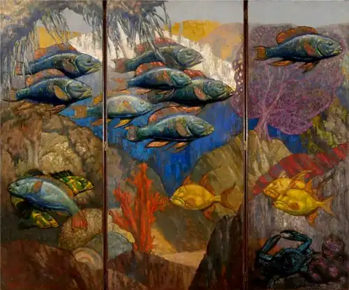 Paravent poissons Poissons des Bermudes. 1957. Collection Musée des Beaux-Arts de Reims, France. Numéro d'inventaire 2001.2.5