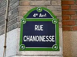 Plaque de la rue Chanoinesse.