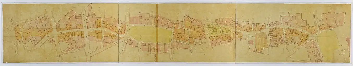Plan du percement de la section de la rue du Louvre à la rue Saint-Antoine (Bibliothèque historique de la Ville de Paris).