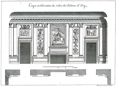 Coupe du grand salon du château d'Issy, vers 1690.
