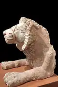 Lion. Élam, culture médio-élamite (1500-1100 AEC). Terre cuite à glaçures