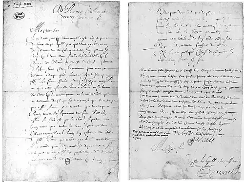 Lettre de Blaise Pascal à sa sœur Gilberte (1643), reproduite dans Défense de B. Pascal (...) contre les faux documents présentés par M. Chasles à l'Académie des sciences.