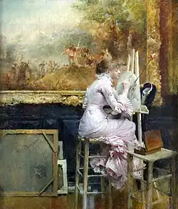 Aquarelliste au Louvre, vers 1889, musée de l'Ermitage, Saint-Pétersbourg.