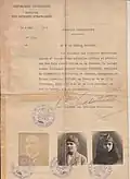 Passeport diplomatique de Nicolas Tcheidze établi en France pour ses missions auprès des gouvernements européens (Paris, 1921).