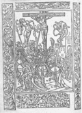 Illustration d'une des premières éditions des Quinze Oraisons de Sainte Brigitte de Suède par Caxton