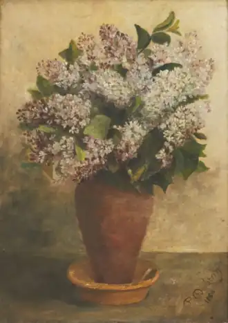 Vase de lilas, huile sur toile.