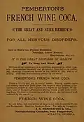 Publicité Pemberton pour le French wine coca (1885).