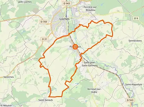 Carte représentant les limites territoriales d'une commune.