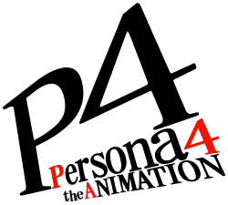Logo reprenant la charte graphique du logo du jeu. Le 4, le P de Persona et le A de Animation sont en rouge.