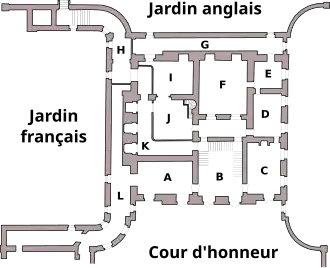 Plan du rez-de-chaussée du Petit Trianon