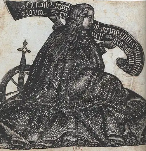 2. Anonyme, Sainte Catherine, 1450-1460, gravure au criblé, Département des Estampes et de la Photographie de la Bibliothèque nationale de France.